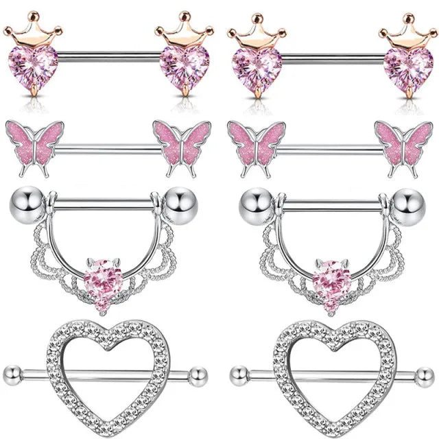 Gaby New Sale Nipple Rings Silver Plated pink Jewelry Set Nipple Piercing Stainless Steel Wholesale Piercing Body Jewelry