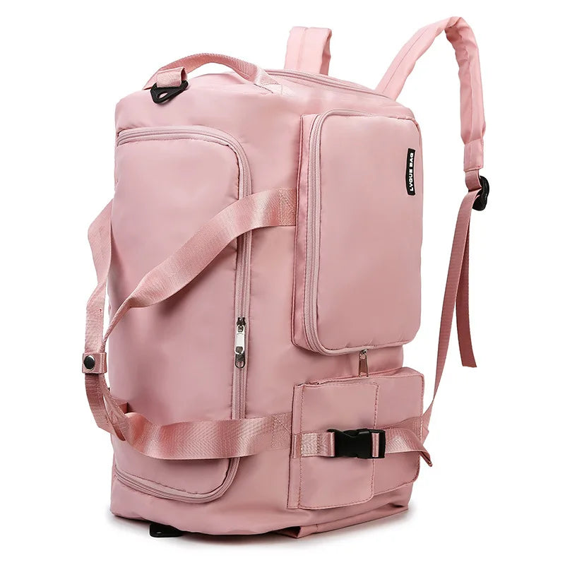 Custom Logo Short Trip Sports Fitness Backpack Dry Wet Separation Waterproof Weekend Overnight Travel Bag Yoga Duffel Bag Zipper
