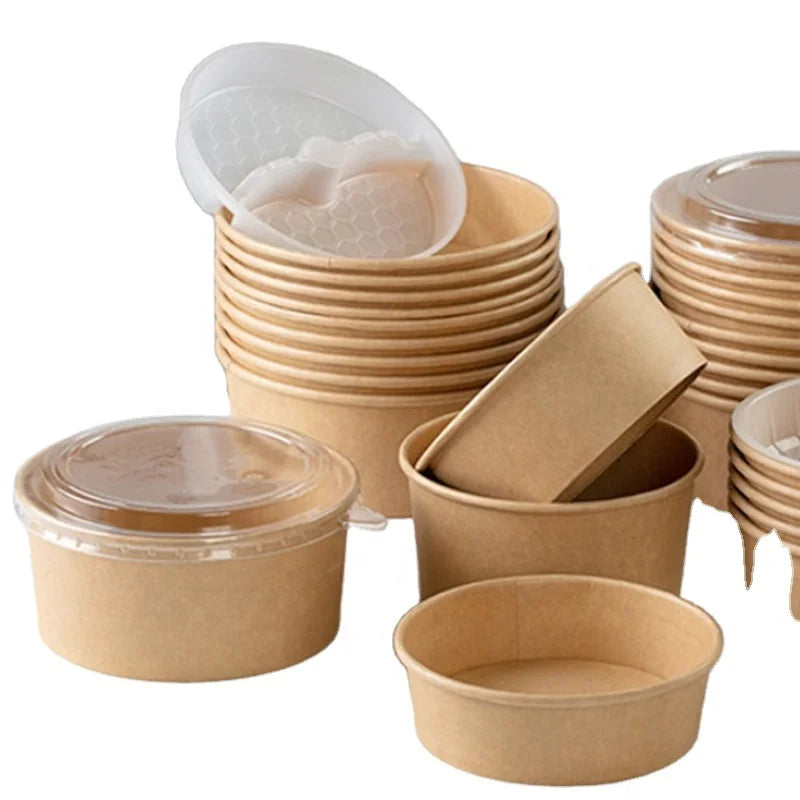 Cheap Price Disposable Kraft Paper Bowl Biodegradable Salad Bowl with Lid