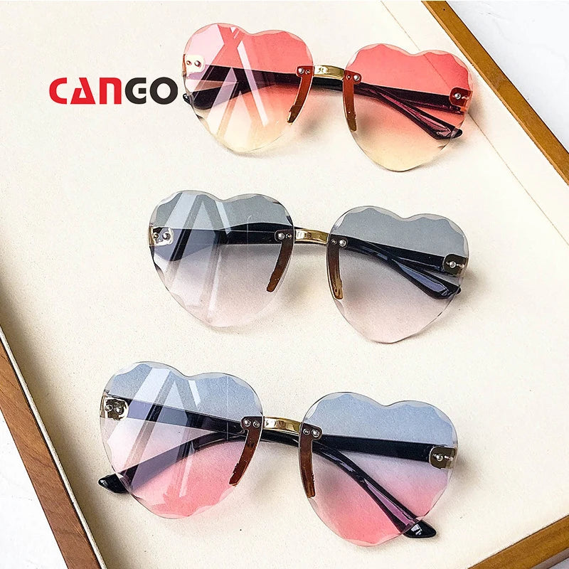 Kids Heart Sunglasses Diamond Cut Uv400 Girl Rimless Sun Glasses Children