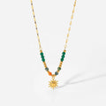 Stainless Steel 18K Gold Plated Sun Shape Pendant Strand Necklace for Women Wedding Fashion Jewelry
