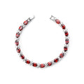 Oval and Round Tennis Bracelet Garnet Gemstones Bracelet White Gold Plating for Men and Women As Party Gift