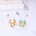 2Pcs/Set Fashion Trendy Best Friend Necklace Cute Carrot Charm Enamel Pendant BFF Magnetic Necklace for Men Women Couple