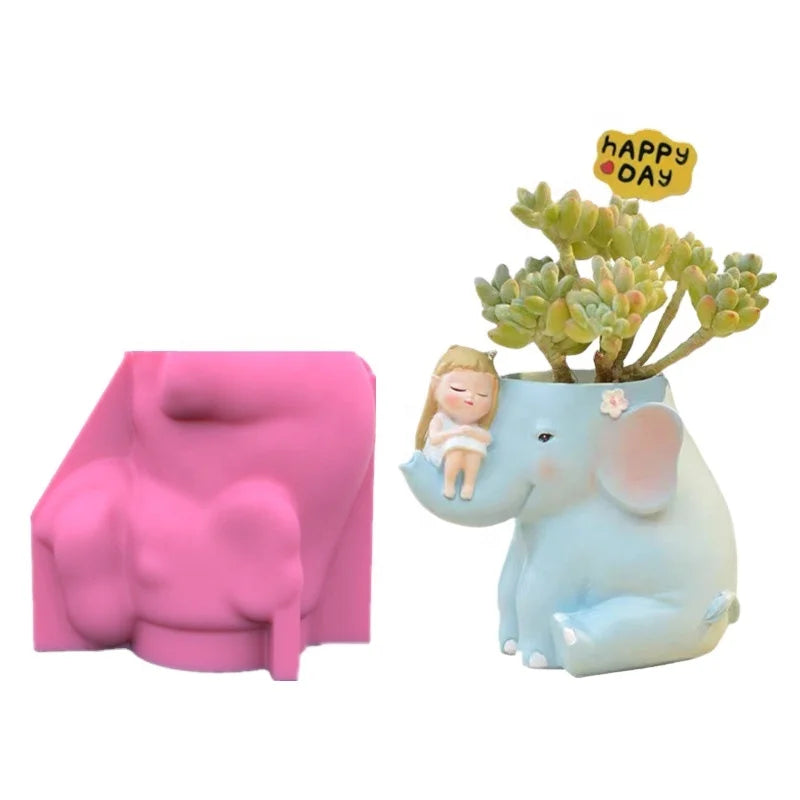 Elephant Shaped DIY 3D Creative Pen Holder Flower Pot Silicone Mold Scented Candles Food Grade Chocolate Cake Decor MegaBDM