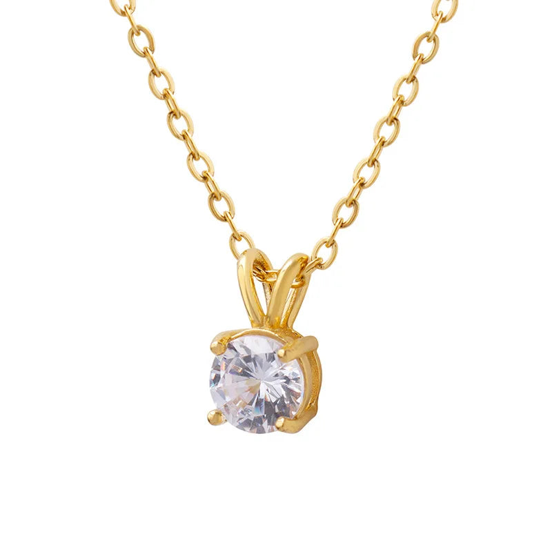 Popular 18K Gold Plated Bunny Inlaid With Sparkling Zircon Pendant Stainless Steel Necklace Jewelry for Woman Non Tarnish Free