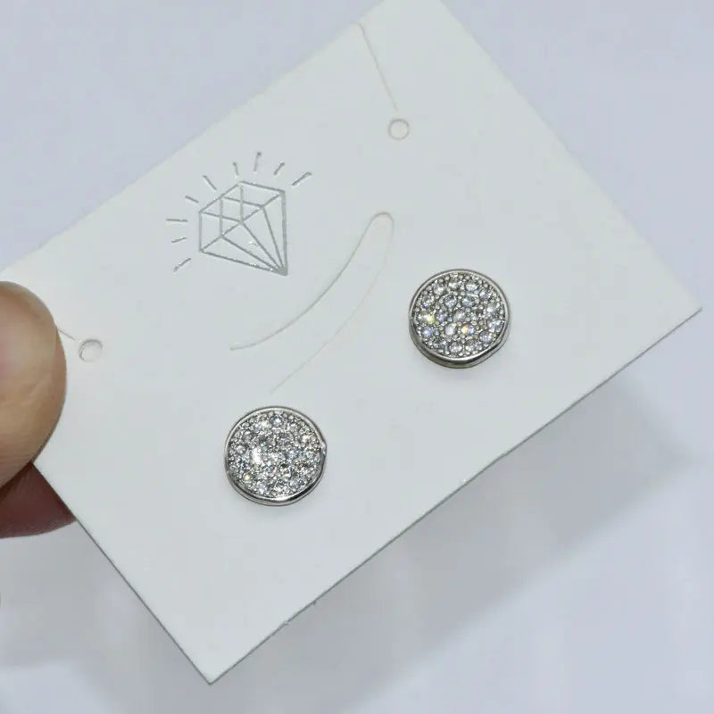 Luxury Gold Plated Multi Color CZ Paved Round Stud Earrings for Jewelry Findings