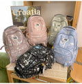 Custom Logo Softback School Backpack Waterproof Nylon Zipper Closure Cell Phone Pocket Cartoon Pattern Design Girls 15 Years
