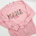 Custom Kids Name Sleeve Jumper Personalised Mother Crewneck Sweatshirt Pullover Sweater Mum Mom Nan Grandmother Mama Sweatshirt