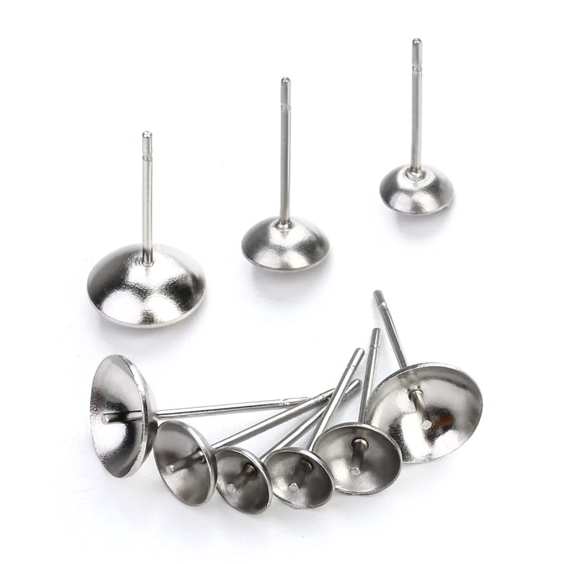 Stainless Steel Stud Earring Pins & Needles Findings Single Hole Beads Accessories Ear Post Pearl Earrings
