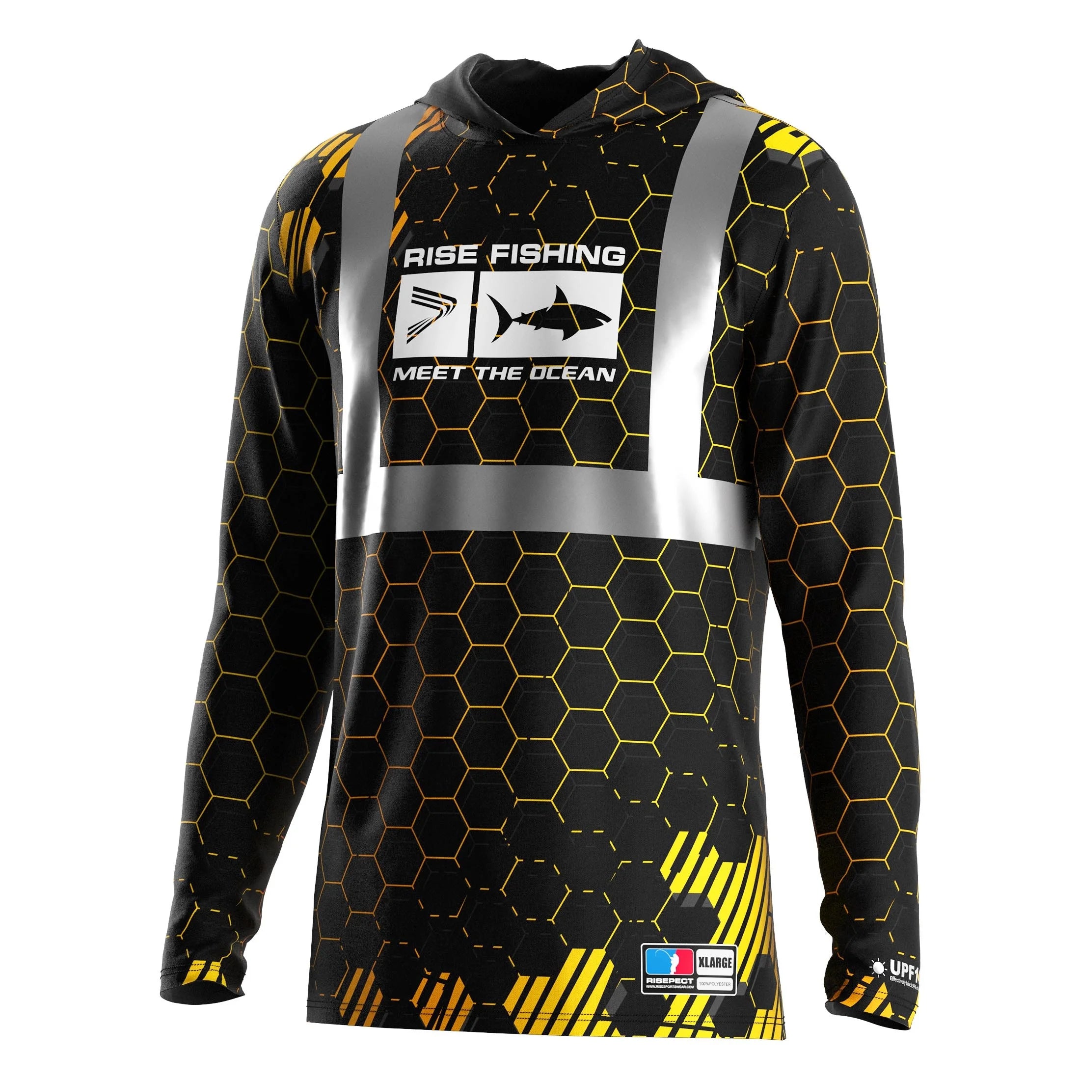 Reflective Night Fishing Hoodie Jersey for Men Long Sleeve UPF 50+ Quick Dry for Enthusiastic Angler