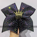 7 Inches Ribbon Customizable Cheer Bow  AB Crystals Glitter Competition Cheer Bow Gymnastics Hair Elastics