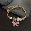 2025 New Design Mother Day Festival Gift Crystal butterfly Charms Flowers Beads Women Charms Bracelet
