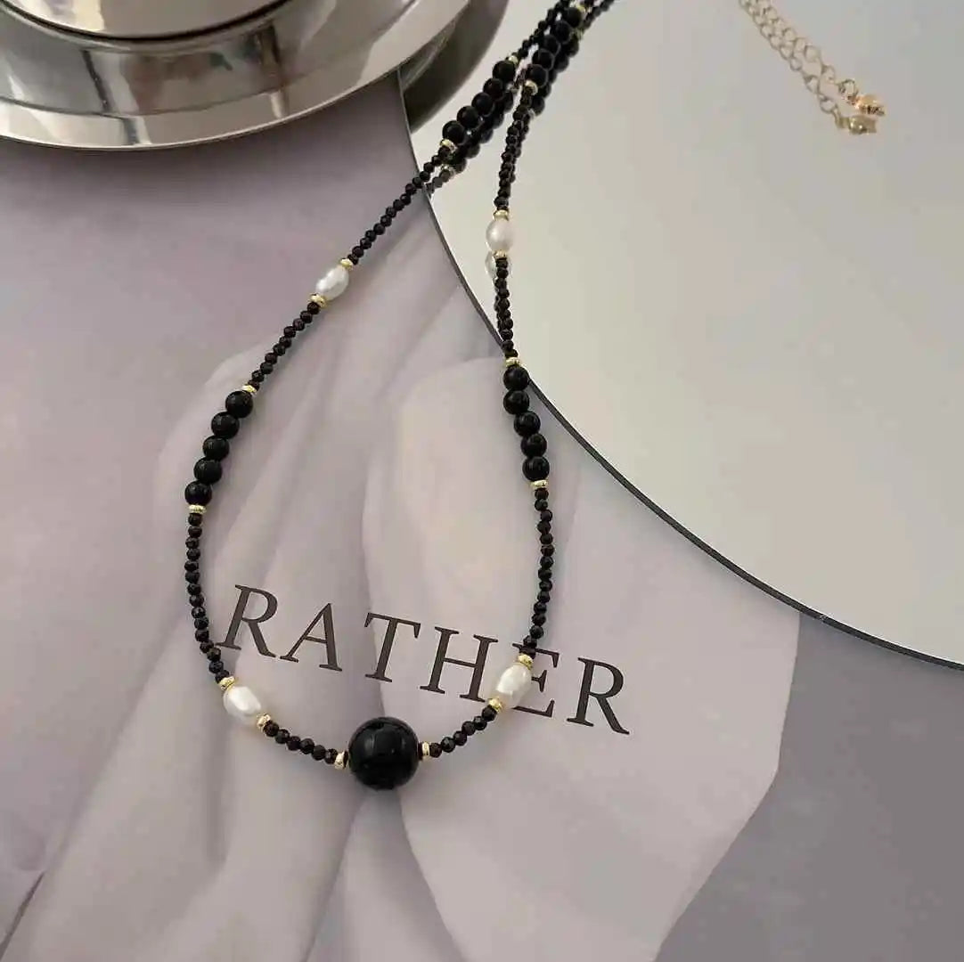 Adjustable 40+5CM Green Crystal Collarbone Chain Minimalist 6-7mm Natural Baroque Freshwater Pearl Necklace for Gift