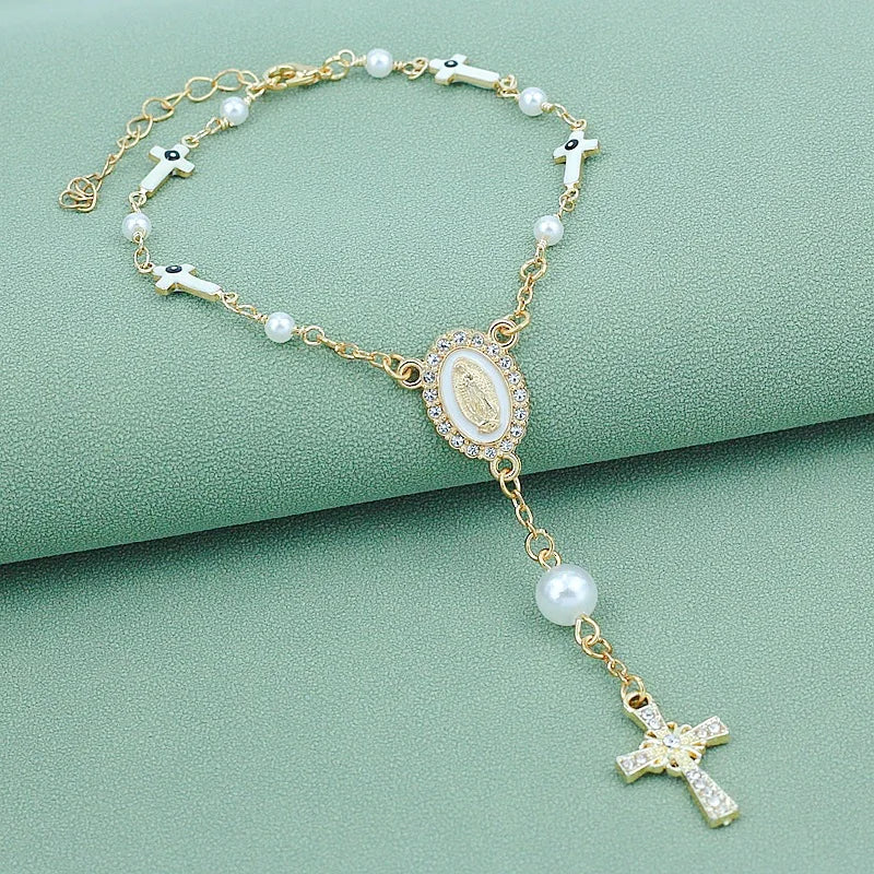 Original Evil Eye Cross Bracelet Virgin Mary Bracelet Baptism Prayer Lucky Bracelet
