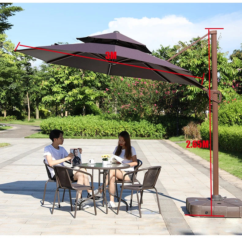 Outdoor Furniture Patio Umbrellas with LOGO Printed Economic Cantilever Parasol Round Dia 2.5m 3m Patio Sun Parasol