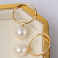 Fresh Water Natural 8-9 mm AAAA Hoop Pearl Gold Plated Sterling Silver Drop Earrings for Wedding Engagement