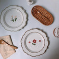 Solhui Korea Tulip Flower Painted Ceramic Porcelain Dinner Food Plate