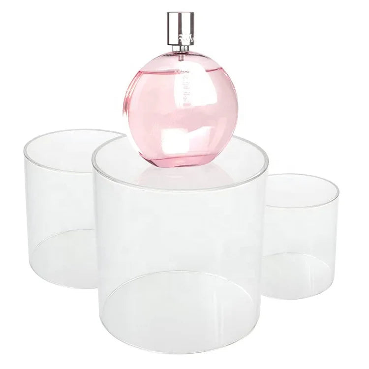 Clear Acrylic Cylinder Display Racks for Perfume Wholesale Eco-Friendly for Modern Design Polished Surface Indoor Display