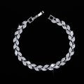 New Trendy Brilliant Cubic Zircon Inlaid Jewelry Silver Color Leaf Charm CZ Crystal Female Chain Link Bracelet Bangles for Women