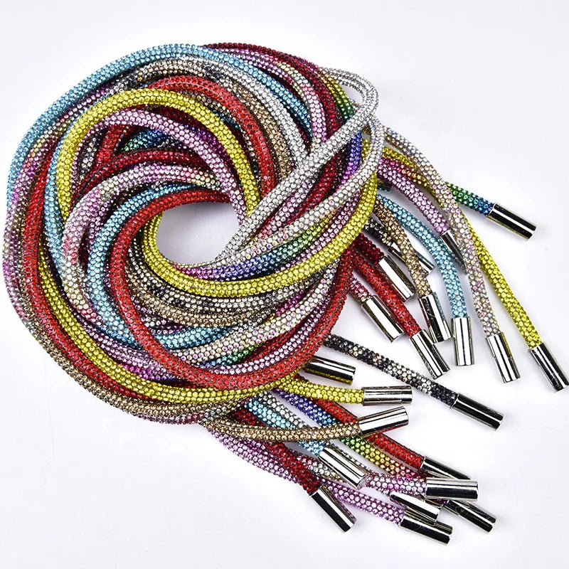 6mm Crystal Rhinestone Rope Trim Hoodies Sports Pants Drawstring Strap Cord With Metal End for Dress Belt Garment Accessories