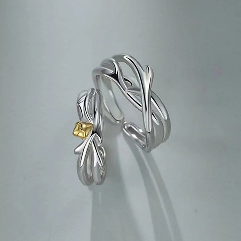 Thorn Rose Flower Couple Ring Wedding Finger Simple Rings Adjustable Whale Drip Creative Commemorative Jewelry Ring