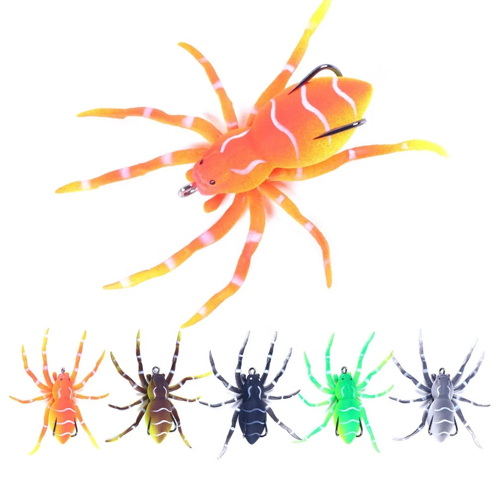 Wholesale FO060 8cm 7g Artificial Soft Baits Floating Simulated Spider Shape Frog Fishing Lures