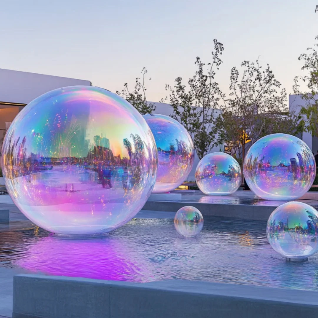 Exhibition 60cm Event Giant Mirror Ball Reflection Stage Wedding Festival Hanging Balloon Iridescent Advertising Inflatable Ball