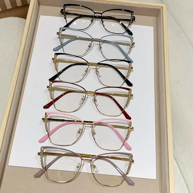 2025 Wholesale Trendy Custom logo Frame Computer Blocking Anti Blue Light Glasses Frame Cat Eyes Photochromic Eyeglasses Frames