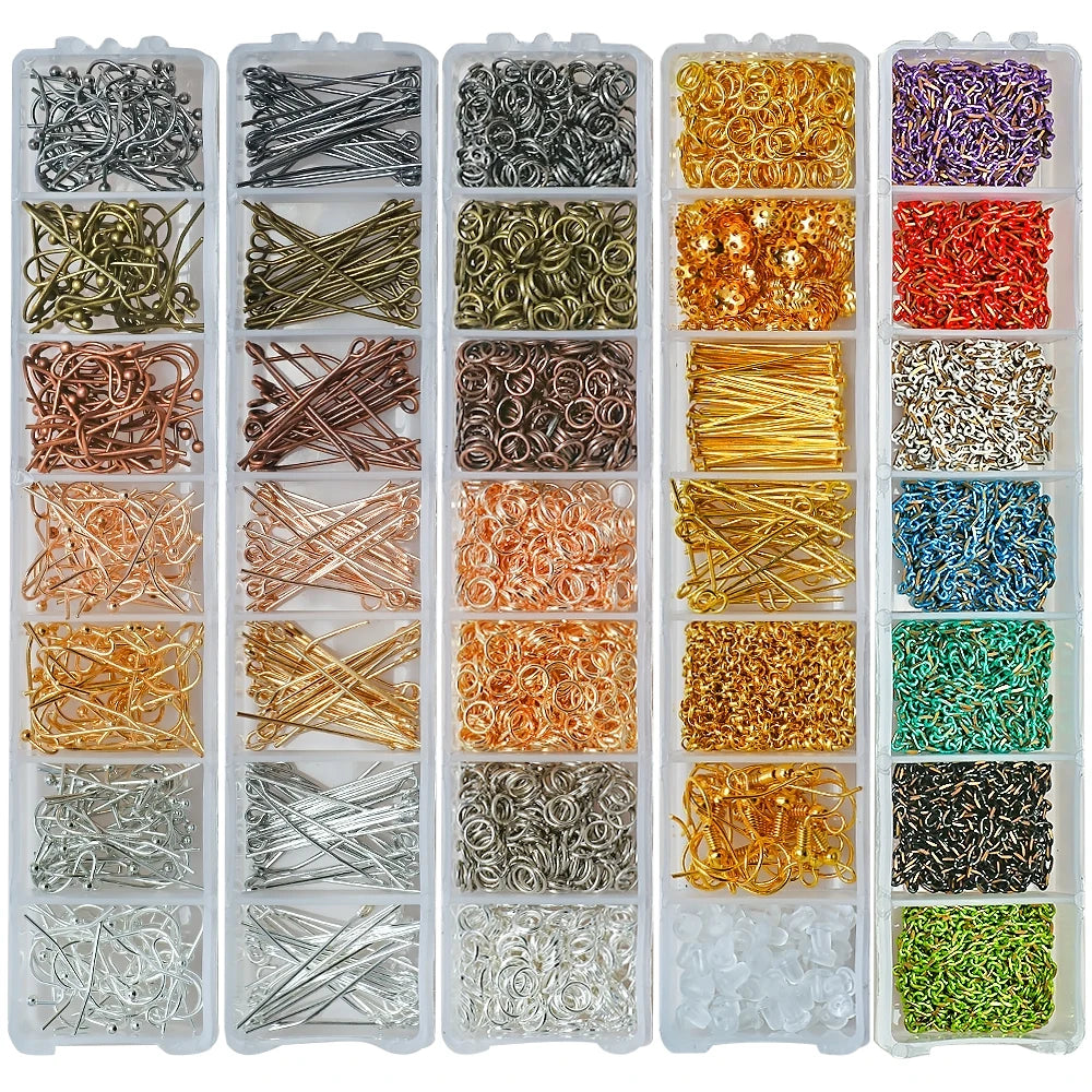 Boxed Alloy Accessories Set for Jewelry Making Metal Ear Hook Needles for DIY Needlework Accessories in Seven Lattice Boxes MegaBDM