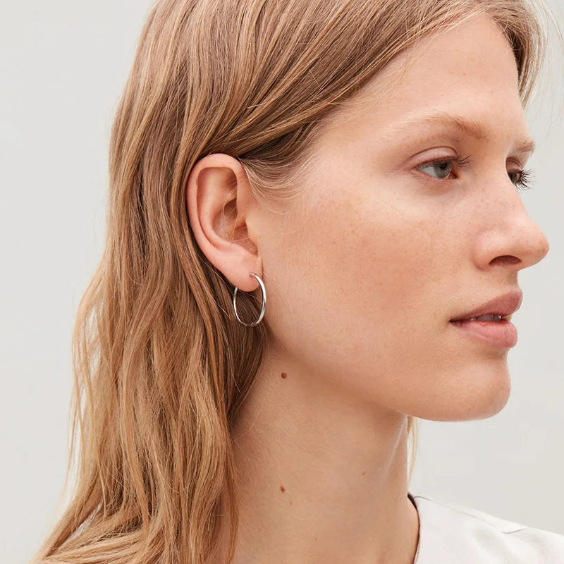 New Trendy Earring 18K Gold Plated Simplist Smooth Surface Hoop Earrings for Women Stainless Steel Earrings Wholesale
