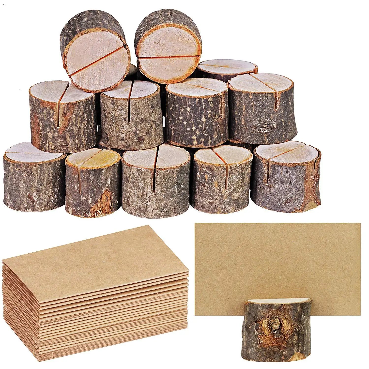 Eco-friendly Carved Engraved Wooden Stump Memo Pad Holder-Wedding Guestbook Signage Business Card Stand Rustic Home Decoration