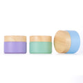 Custom Facial Care Cosmetic Packaging 20g 30g 50g Flat pink Purple Blue Empty Glass Cream Cosmetic Jar