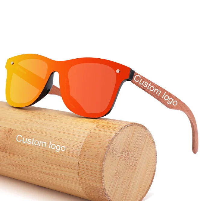 Wooden Bamboo Sunglasses Polarized Custom logo Bamboo Sunglasses for Men and Women UV Blocking Coating