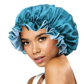 Adjustable Custom Logo Hair Accessories Sleep Headwrap Cap Colorful Elastic Silk Double Layers Soft Reversible Satin Bonnets