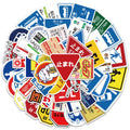 50PCS Japanese JDM Car Station Stop Graffiti Decals Vintage Parking Sign Sticker