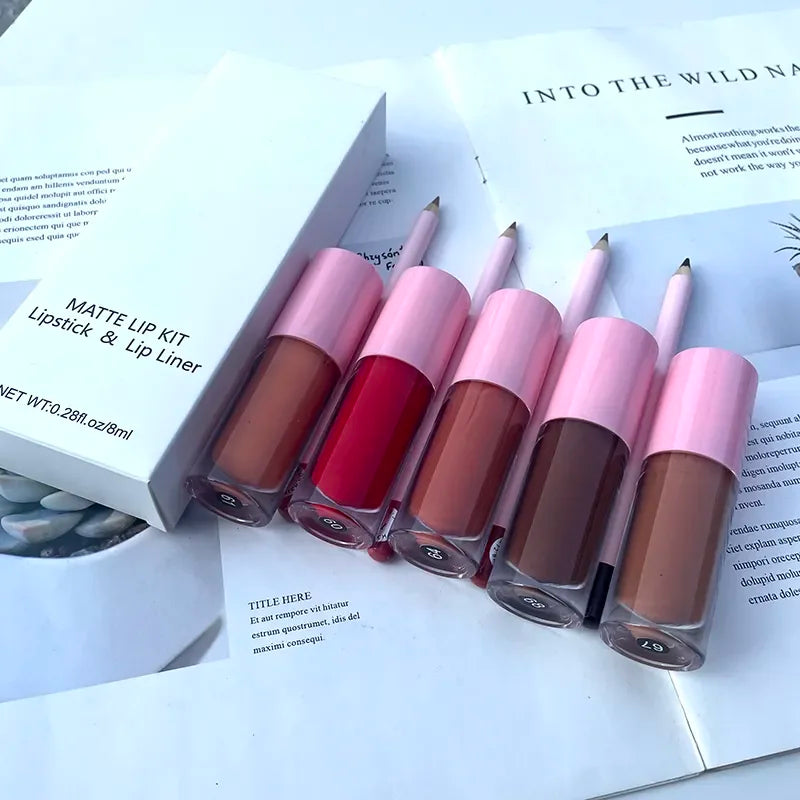 18 Color Waterproof Long Lasting Lipstick Lipliner Set Vegan and Cruelty Free No Logo Pigmented Lipliner Lipstick Kit