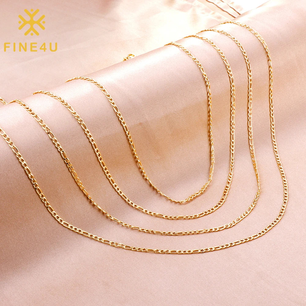 Non Tarnish Men Women Hip Hop Fashion Jewelry Gold Plated Stainless Steel Figaro Chain Necklace