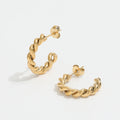 JLE0231 New Trendy Earring 18K Gold PVD Plated Rope  Stainless Steel Rope Hoop  Earrings Wholesale