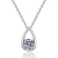 Wholesale 925 Sterling Silver 18K White Gold Plated Necklace with 1Carat Moissanite Classic Style for Engagement Gift