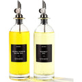 Kitchen Glass Olive Oil Dispenser Bottle with Stainless Steel Pouring Oil Nozzle Glass Olive Oil Cruet Set of 2 500ml