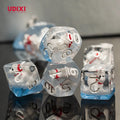 Udixi Custom Logo RPG Dungeons and Dragons Resin Polar Bear Game Set 7-Piece Complete Polyhedral Dice Regular Size Adult