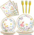 96pcs Talking Party Tableware Set Truly Fairy Theme Birthday Party Table Decoration Supplies Paper Plate Napkin Fork 24 Guests