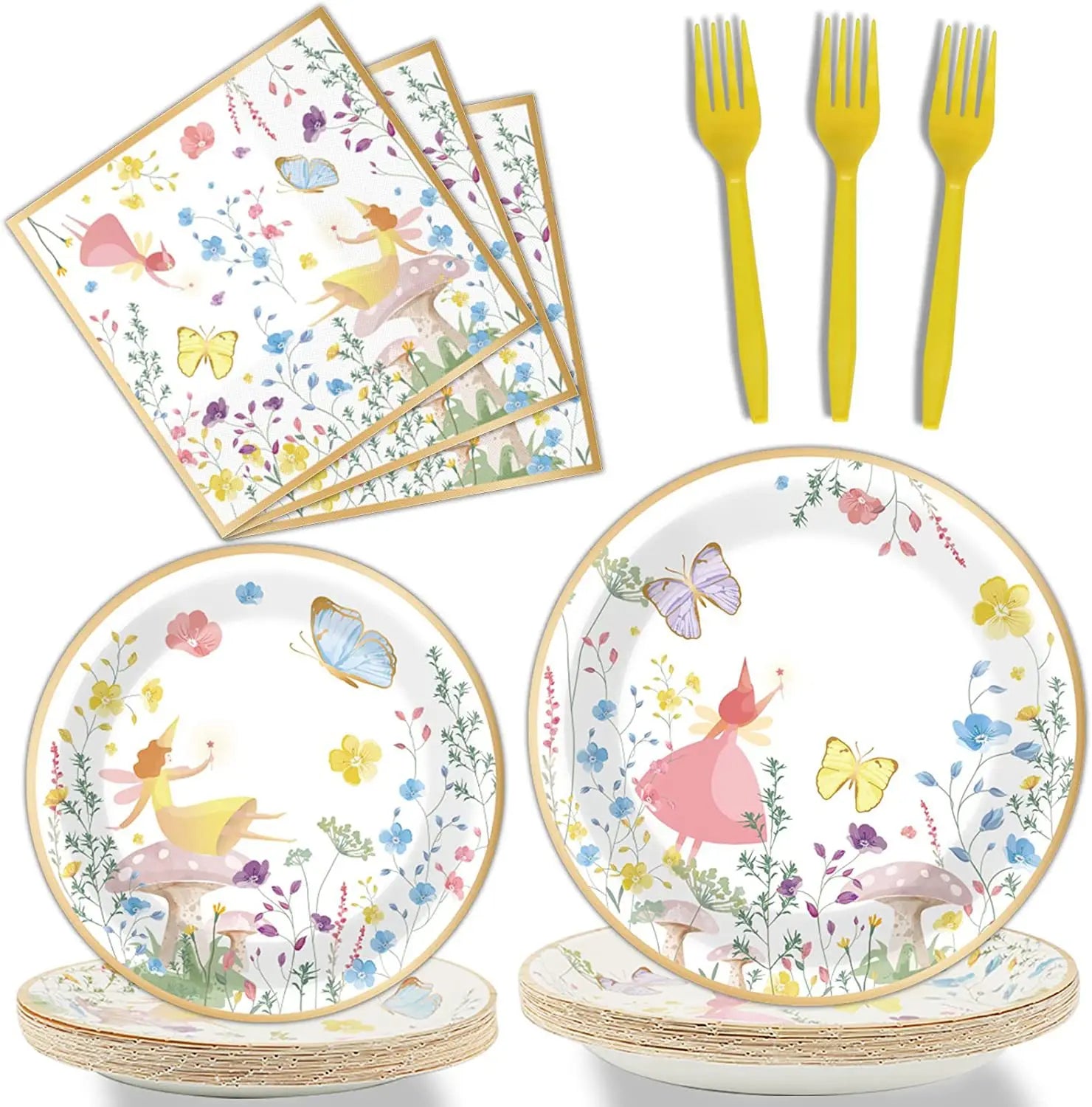 96pcs Talking Party Tableware Set Truly Fairy Theme Birthday Party Table Decoration Supplies Paper Plate Napkin Fork 24 Guests