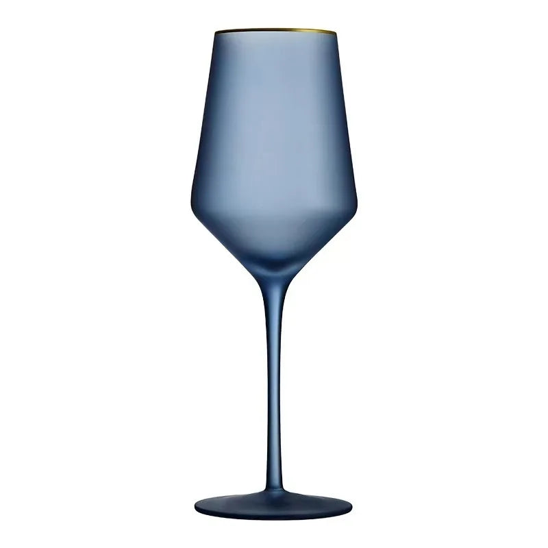 Gold Rim Frosted Matt Red Wine Glasses Elegant Goblets for Wedding Events