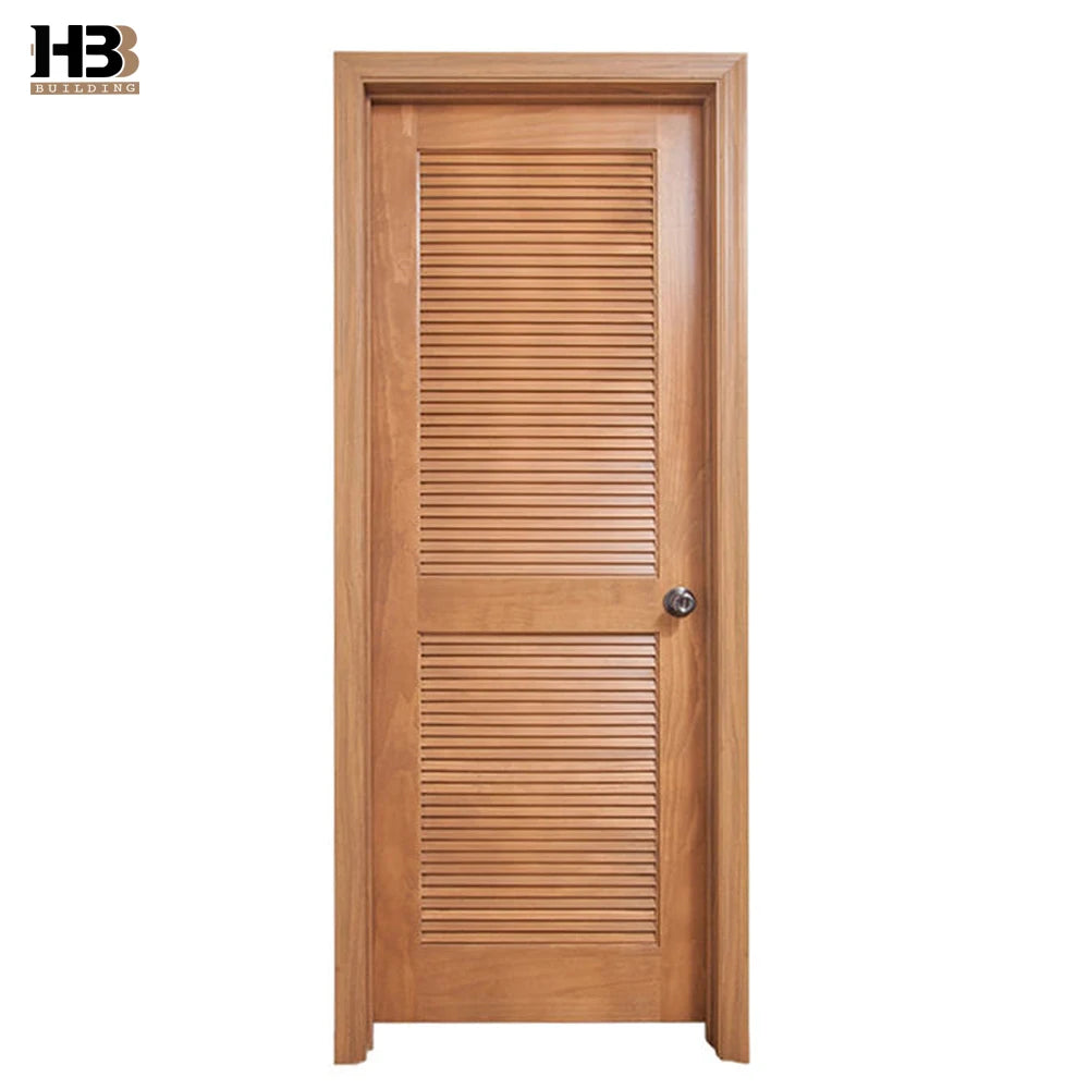 Custom Transitional House Designs Modern South French Style Interior Solid Hard Wood Louvre Door for Hotels Finished Surface