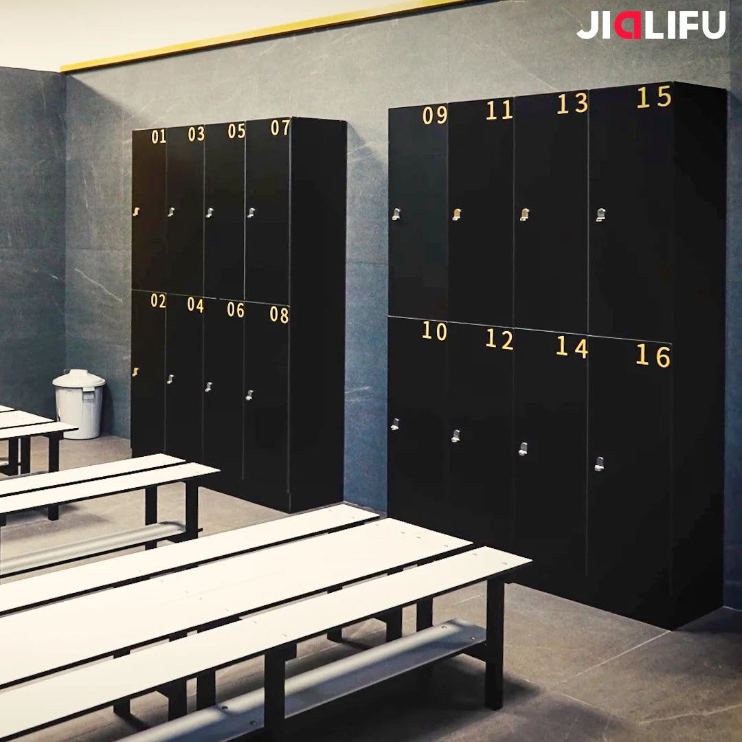 Hot Sale Custom Style HPL Fitness Club Lockers Spain 2 Compartment Gym Locker With Number Plates