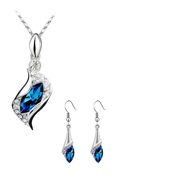 Hot Sale Wholesale Women Alloy Crystal Rhinestone Fashion Earring Ring Jewelry Set for Ladies Wedding