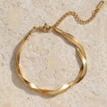 Guarantee Dreamshow Tarnish Free 18K Gold Plated Stainless Steel Double Layer Woven Snake Chain Bracelet for Women Jewelry