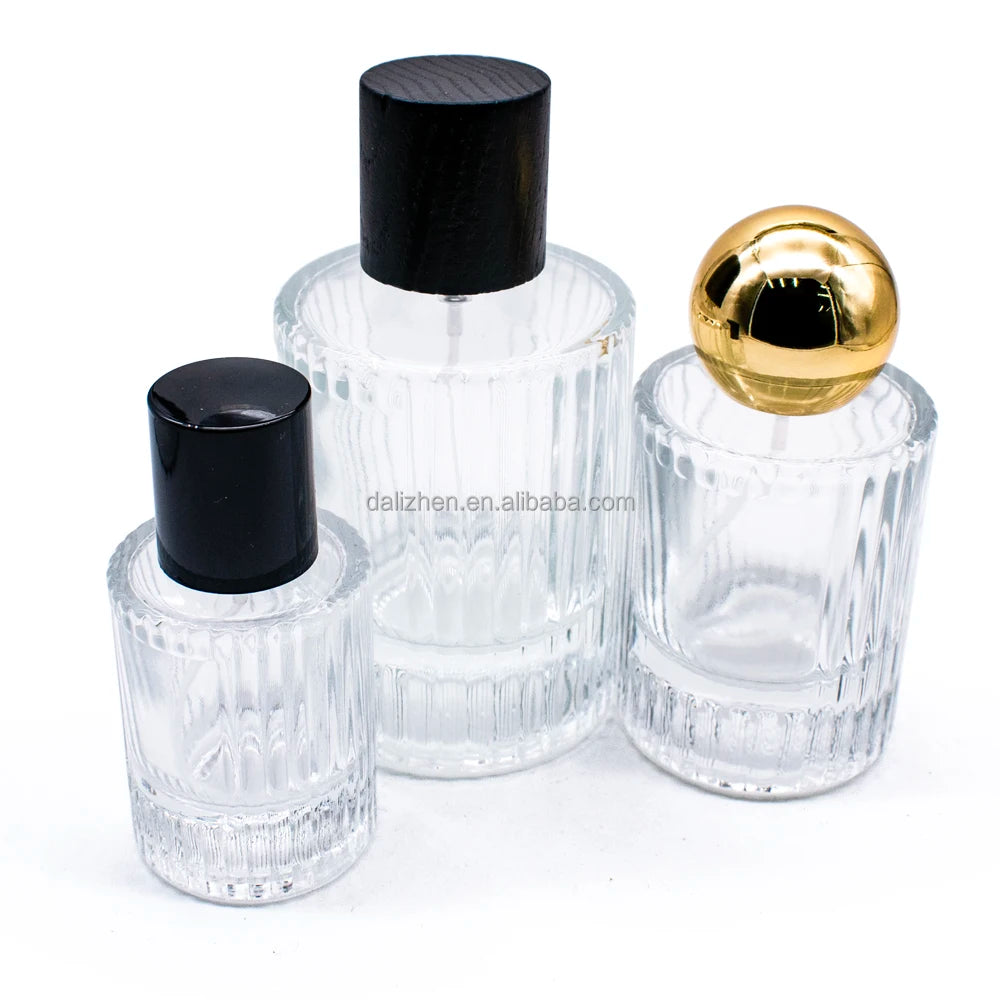 New Vertical Stripes Glass Perfume Bottle Spray Refillable Perfume Glass Bottle Leak-proof More Durable