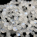 Meihan Natural Genuine 5A Grade Blue Moonstone Smooth Round Stone Loose Beads for Jewelry Making Design DIY